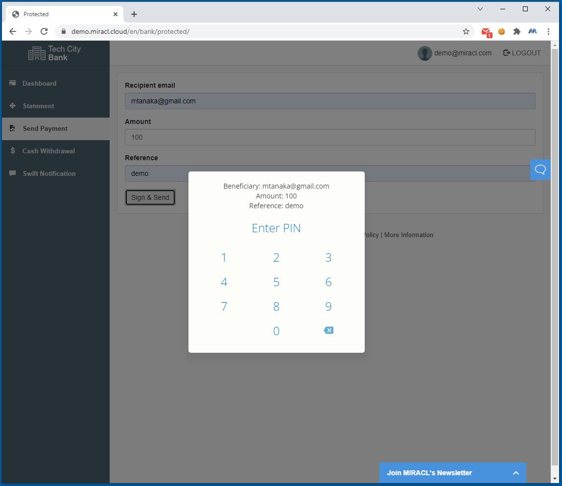 screenshot of MIRACL Trust